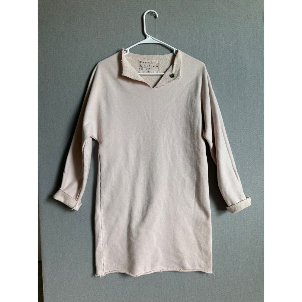 Frank & Eileen Sweatshirt Dress Women S Pink Casual French Terry Raw Hem